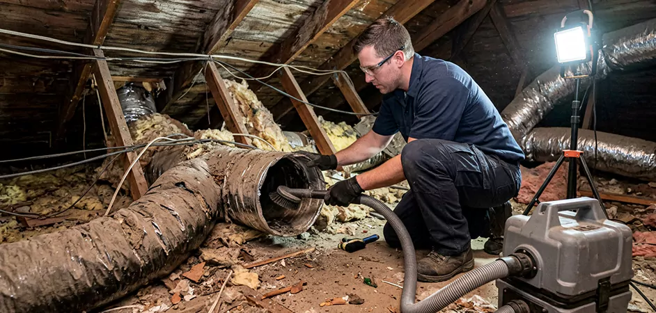 Storm-Damaged Attic Duct Cleaning in Edison