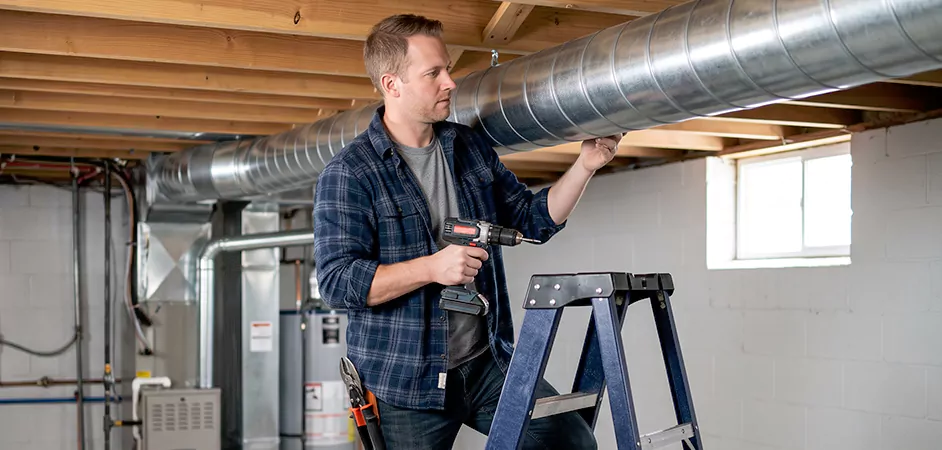 Exposed Spiral Ductwork in Edison